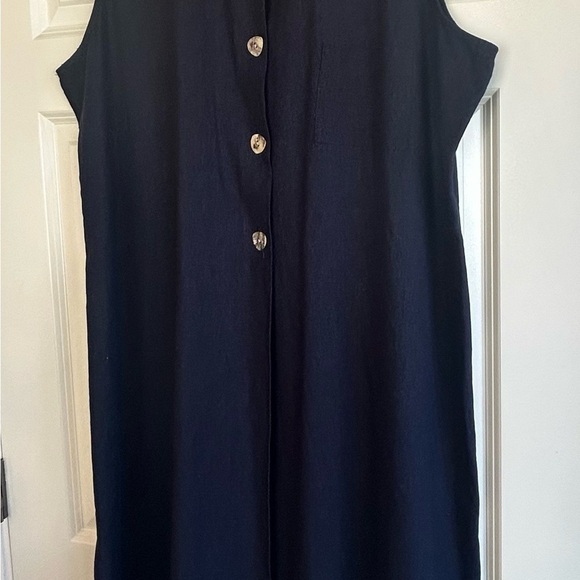 ColdwaterCreek Navy Beachy Sophisticated Sleeveless Preppy Linen Blend Dress XXL - Picture 4 of 10